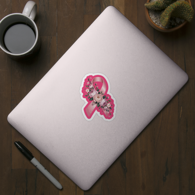 Pink Ribbon Floral Awareness – Elegant Flower Design Support by ism's Store